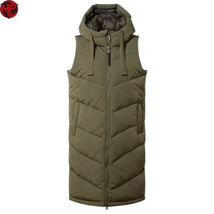 Women's <b>Long</b> Hooded Puffer <b>Vest</b> Quilted Zip Front Solid Color Windproof Casual Outerwear Green <b>Long</b> Padded <b>Vest</b> - Product Image 4