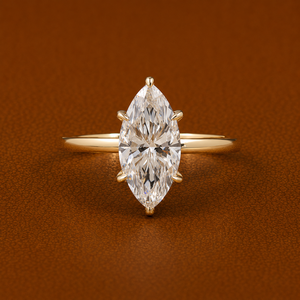 Anillo de Compromiso Solitario de Corte Marquesa de Lujo para Mujer, Oro Amarillo de 14K/18K, Anillo de Boda, Joyería Fina - Product Image 1