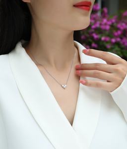 <b>Heart</b> <b>Shape</b> Moissanite Pendant Necklace 925 Silver Rhodium Plated Round Brilliant Cut Claw Setting Women's Classic <b>Box</b> Chain - Product Image 5
