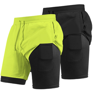 Breathable Fabric Gym Fitness <b>Shorts</b> For Adult 2 In 1 Inner <b>Compression</b> Pocket Double Layer <b>Short</b> For Youth - Product Image 1