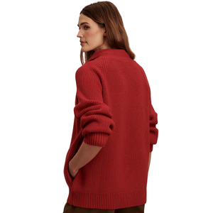 Women Knit <b>Cardigan</b> Red Casual Long Sleeve Half Zip Button Down Winter Top Selling Fashion Lady Ribbed Sweater Outerwear Coat - Product Image 6