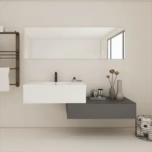 欧式浮动浴室梳妆台橱柜现代浴室壁柜中国梳妆台组合带镜子