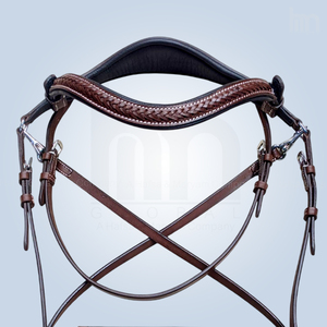 Brida de cuero premium sin bocado para caballo, con narigueña acolchada suave, frente de cuero con cuerda trenzada verde, equipo ecuestre - Product Image 5