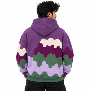 Sweat-shirts à capuche Drip Panel très demandés, en molleton de coton personnalisé, à épaules tombantes, style streetwear, avec design appliqué tendance, ODM, marque privée - Product Image 2