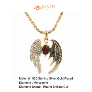 Iced Out <b>Angel</b> Devil Wing Pendant Necklace Gold Plated Moissanite Hip Hop <b>Charm</b> Luxury Gothic Jewelry Unisex Micro Insert Gift - Product Image 6