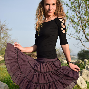 Falda de Algodón con Volantes Estilo Bohemio Hippie, Ropa Boho Gitana, Falda Corta para Festival de Verano, Atuendo de Vacaciones - Product Image 3
