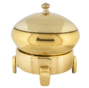 Lujoso juego de utensilios de latón real sobre un elegante pedestal acanalado elevado con una tapa elegante. Disponible a precio de mayorista. - Product Image 1