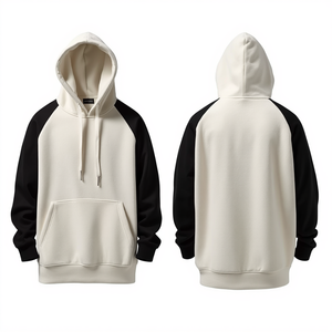 Sweat-shirt à capuche personnalisé pour homme en molleton épais à empiècements contrastants, en coton premium, coupe classique, anti-boulochage, avec poche - Product Image 2
