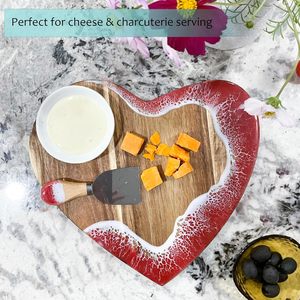 Heart Serving Board Acacia Wood with Epoxy , Adorable Charcuterie Cheese Tray, Kitchen Gift Idea, <b>Cute</b> Cutting Board for - Product Image 4