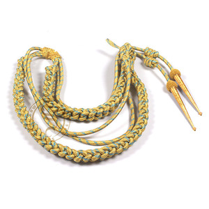 Aiguillette dorée bleue avec étiquettes dorées, cordon d'épaule doré en gros pour uniforme de cérémonie - Product Image 1