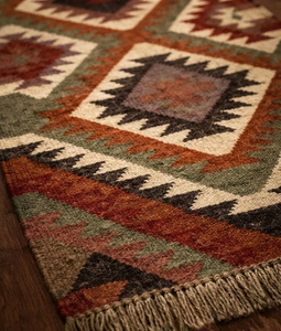 Tapis de couloir Kilim tissé à la main en laine et jute, style bohème tribal, rustique, pour entrée de ferme, sur mesure - Product Image 5