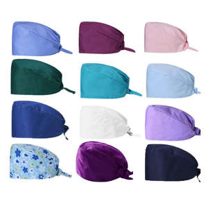 Gorro quirúrgico de algodón con logotipo personalizado al por mayor, con lazo ajustable para enfermeras, gorro médico con forro de satén, talla ajustable - Product Image 2