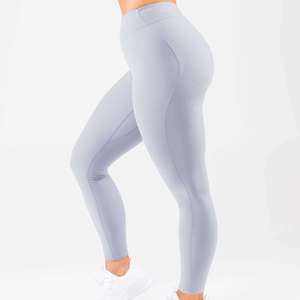 Leggings Deportivos de Cintura Media, Largos, de Color Sólido, Transpirables, de Secado Rápido, con Control de Abdomen, Tejido Sin Costuras de Spandex/Nylon - Product Image 4