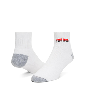 High Quality Custom Knitted Logo Unisex Bamboo Compression Sports Grip <b>Ankle</b> Fine Knitted Color Block Mid Length Socks - Product Image 3