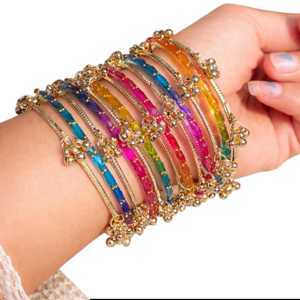 Novedad 2026: Conjuntos de Brazaletes Mehndi para Boda de Mujer, Diseño Personalizado, Churiyan de Aleación con Imitación de Perlas, Alta Calidad, a la Moda - Product Image 1