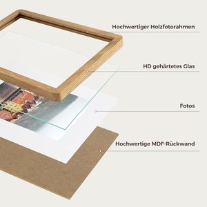 Picture <b>Frame</b>, <b>Oak</b> <b>Frame</b>, with Tempered Glass, Solid Wood Picture <b>Frame</b>, Suitable for Wall and Table Display - Product Image 4