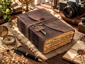 Diario de Cuero Marrón Rústico con Llave, Encuadernación Cosida, Borde Deshilachado Vintage, Cuaderno de Viaje Hecho a Mano, Diario de Escritura, Regalo - Product Image 6
