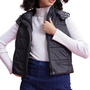 2027 Custom logo Sleeveless <b>Gilet</b> <b>Women's</b> Puffer Vest <b>Hooded</b> Zip up Lightweight <b>Padded</b> Coat Puffy Vest New Fashion Windproof - Product Image 1