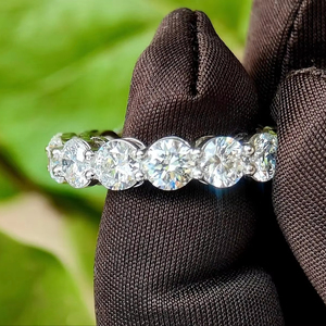 Custom <b>925</b> Sterling <b>Silver</b> VVS Moissanite Diamond Round Wedding <b>Ring</b> Full Eternity Band Engagement <b>Ring</b> Fine Jewelry - Product Image 1