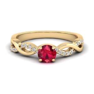 Anillos de Compromiso REYES de Plata de Ley 925 con Moissanita de Diseño Elegante para Mujer, Corte Redondo, Gema de Rubí de 0.5 Quilates - Product Image 1