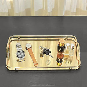 Plateau de bijoux de service de boucles d'oreilles en acier de luxe en or rose pour l'affichage - Product Image 2