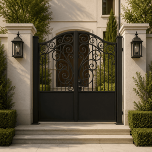 Portes d'entrée traditionnelles en fer forgé, battantes manuelles, extérieures, antivol, sécurisées, surface finie, en métal - Product Image 4