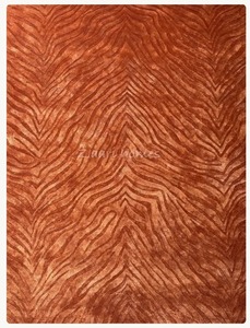 Alfombra de Seda Ondulada Color Naranja Quemado – Alfombra de Lujo Hecha a Mano - Product Image 1