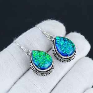 Australian Triplet Fire <b>Opal</b> <b>Earrings</b> Handmade 925 Sterling Silver Dangle Jewelry Women <b>Earrings</b> Wholesale - Product Image 6