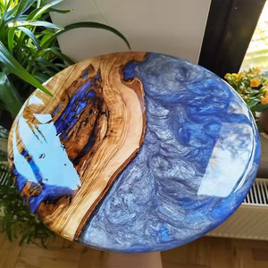 New Look Epoxy Resin <b>Cake</b> <b>Stand</b> with Resin Sky Blue Color and Designing Golden for Wedding Party Decorate <b>Cake</b> <b>Stand</b> - Product Image 1
