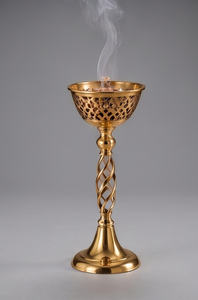 Porte-encens en fer doré sur pied, design torsadé, brûleur d'encens, diffuseur d'aromathérapie, support décoratif, cadeau - Product Image 4