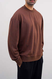 Sweat-shirt uni pour homme, coupe classique, col rond, décontracté, manches longues, pour l'hiver - Product Image 2