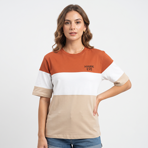 เสื้อยืดคอกลมผู้หญิงสามสี พิมพ์โลโก้ได้ แขนสั้น ทรงปกติ ผ้าคอตตอนถัก สไตล์ลำลอง ขายส่ง - Product Image 1