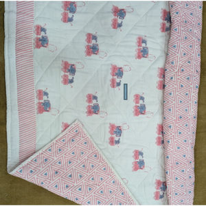 Premium Indian Hand Block Printed Cotton Baby Quilt Set Hypoallergenic 100% Cotton Super Soft Machine Washable Eco-Friendly - Product Image 1