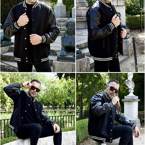 Chaqueta Varsity de la Mejor Calidad para Hombre, Color Negro y Manga de Cuero, Cuerpo de Lana, Cómoda Chaqueta Varsity de Béisbol - Product Image 6