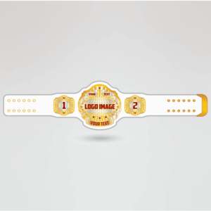 Ceinture de championnat KTW Tag Team, plaques métalliques dorées sur quatre côtés, détails complexes, sangle blanche, équipement de lutte personnalisé - Product Image 1