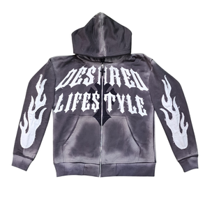 Ensemble de survêtement à capuche zippé en gros, haute qualité, 100 % coton molletonné, personnalisable avec logo, unisexe - Product Image 5