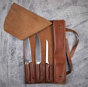 Sac de transport en cuir robuste sur mesure pour couteaux, pochette de rangement multi-outils, housse de couteau de chef professionnelle LKR-0273 - Product Image 5