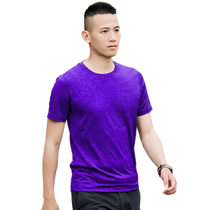 T-shirt à manches courtes bleu pour homme, coupe classique, col rond, tricoté, séchage rapide, style décontracté - Product Image 5