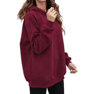 Sudadera con capucha de forro polar personalizada para mujer, estilo oversize con cuello en V, de alta calidad, lisa, con hombros caídos, estilo streetwear - Product Image 2