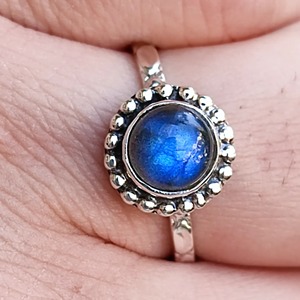 <b>Labradorite</b> <b>Ring</b> 925 Sterling Silver Handmade Boho Statement Promise Jewelry for Women Natural Round Shape Gemstone Jewelry - Product Image 3
