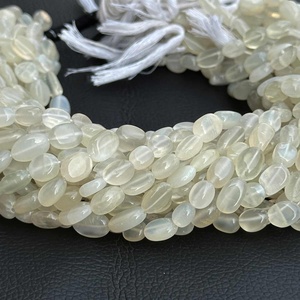 7mm-10mm naturel blanc pierre de lune lisse ovale perles en vrac collier perles de pierre polies pour la fabrication de bijoux au prix d'usine - Product Image 4