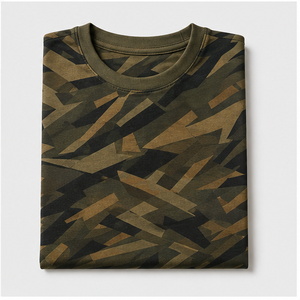 Camiseta de Manga Corta para Hombre con Estampado de Camuflaje en Bronce Oliva Personalizada, Cuello Redondo, MTS-CAMO-0026 - Product Image 5
