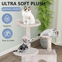 Arbre à chat de luxe en carton doux et moelleux à 3 niveaux avec poteaux à gratter et plateformes d'escalade pour usage intérieur/extérieur