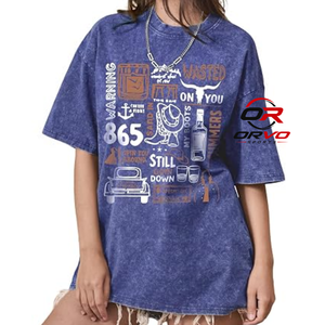 T-shirt ample pour femmes ORVO SPORTS, taille plus, col rond, manches courtes, imprimé floral, noir, coton jersey délavé, décontracté - Product Image 5