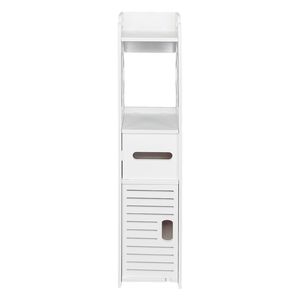 Mensola portaoggetti da bagno bianca con cassetto, organizer multi-scomparto, impermeabile, anti-marciume, ecologico, triangolare - Product Image 1