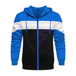 Sudaderas con capucha para hombre con cremallera completa de manga larga con estampado personalizado a la venta sudaderas con capucha térmicas cálidas de invierno para hombre de Color azul y negro - Product Image 1
