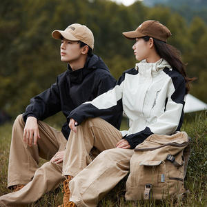 Wholesale Men's Women's Casual Waterproof Canvas Polyester Hiking Windbreaker Outdoor Softshell Front Rain <b>Jacket</b> Reversible - Product Image 6