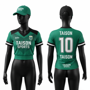 Maillot de cheerleading en polyester interlock premium 180 GSM, panneaux vert et noir, logo personnalisé par sublimation - Product Image 1