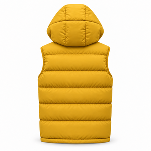 Chaleco Acolchado con Capucha Amarillo para Hombre, Cortavientos, Sin Mangas, con Cierre Frontal - Product Image 2