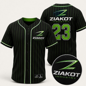 เสื้อเบสบอลลายทางแขนสั้นของผู้ชายเสื้อเบสบอลแท้ระบายอากาศขนาด L - Product Image 5